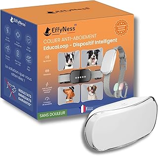 Collier Anti Aboiement Chien - Innovation 2025 : résultat Stop immédiat - Dressage Automatique - Réglable - 25 Niveaux - Rechargeable - sans Douleur - Petits et Gros Chiens - EducaLoop (Blanc)